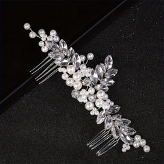 Faux Pearl Hair Comb Headdress Rhinestone Bridal Hairpin Ornaments
