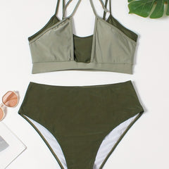 Colorblock Halter Neck Bikini Set