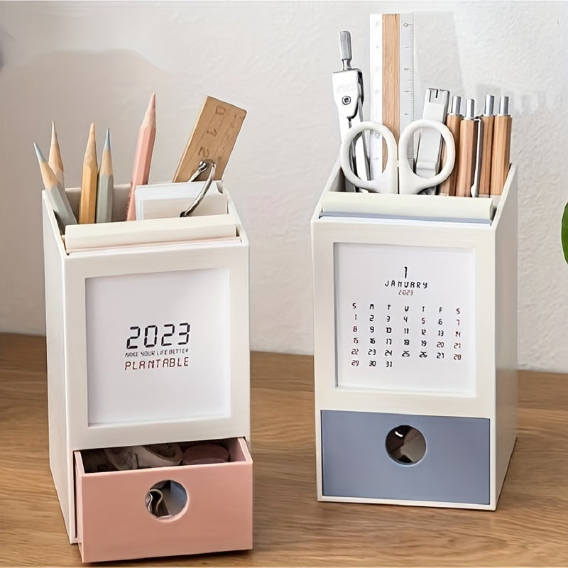 Creative Desk Calendar Storage Pen Holder for Office School Teacher