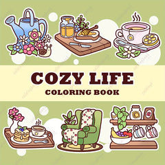 Cozy Life Adult Coloring Book - 22 Pages Mixed Paper - Unique Cover Designs