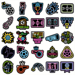 50pcs Neon Football Stickers for DIY Luggage Sports Decor