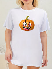 Pumpkin Print Short Sleeve Sleep Dress