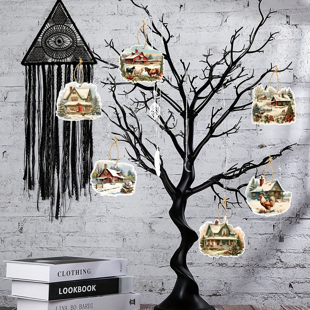 6pcs Christmas Farm Hanging Ornaments Xmas Tree Decorations