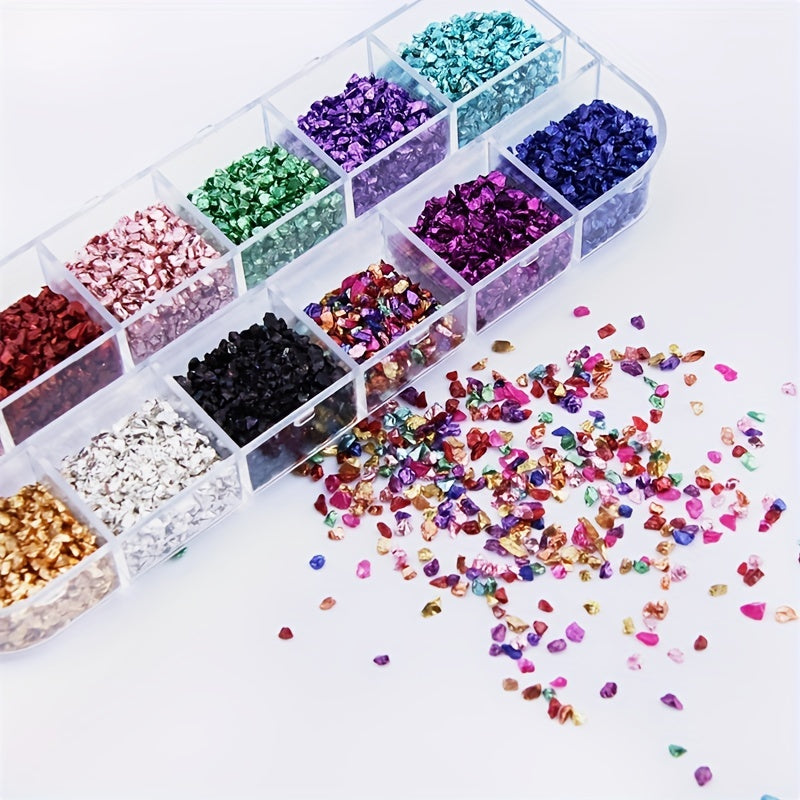 Colorful Crushed Glass Stones Resin Filler DIY Crafts Nail Art Decor