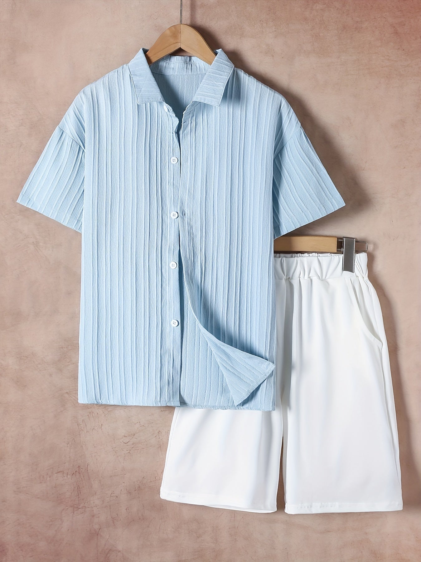 2pcs Boys Short Sleeves Shirt & Shorts Set Kids Summer Clothes