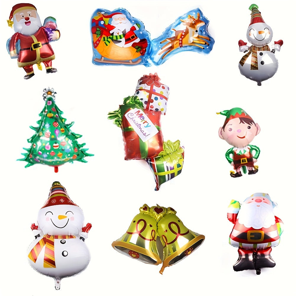 2pcs Christmas Aluminum Foil Balloons - Snowman Santa Claus Xmas Party Decor