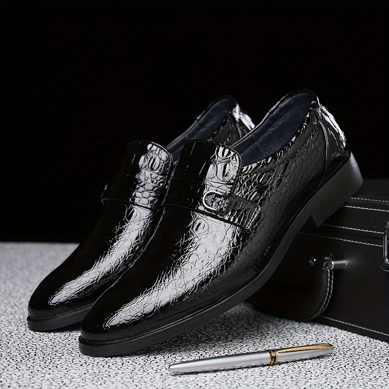 Men's Crocodile Pattern Slip On Formal Shoes Wear-resistant Non Slip