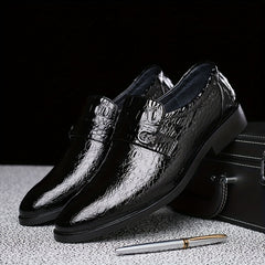 Men's Crocodile Pattern Slip On Formal Shoes Wear-resistant Non Slip