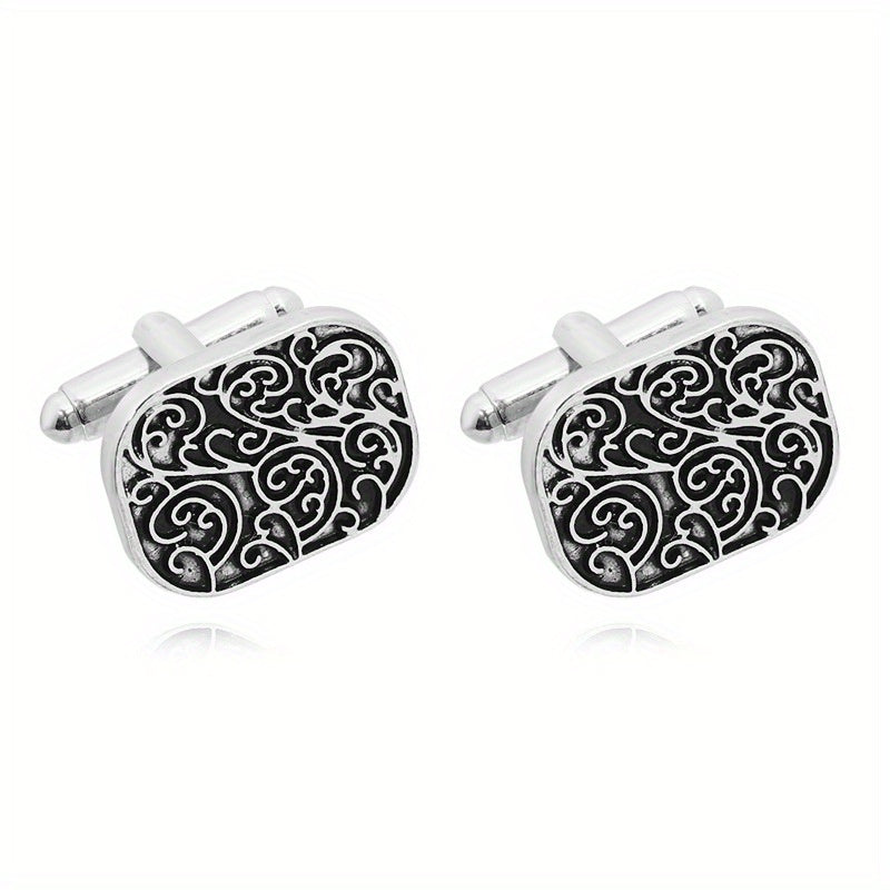 Creative Floral Striped Cufflinks for Men