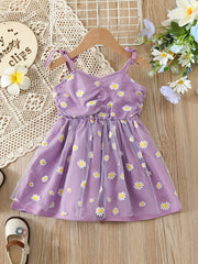 Girls Daisy Print Cami Dress With Tulle - Party Holiday Outfit