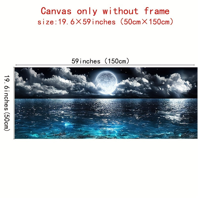 Canvas Poster Modern Abstract Ocean Night Moon Landscape Painting Bedroom Decor