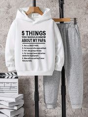 Boys Papa Print Hoodie & Sweatpants Set