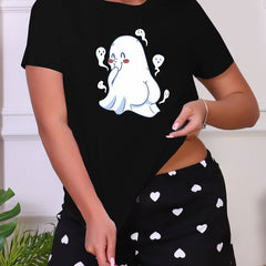 Ghost Print Halloween Sleep Top Women's Loungewear