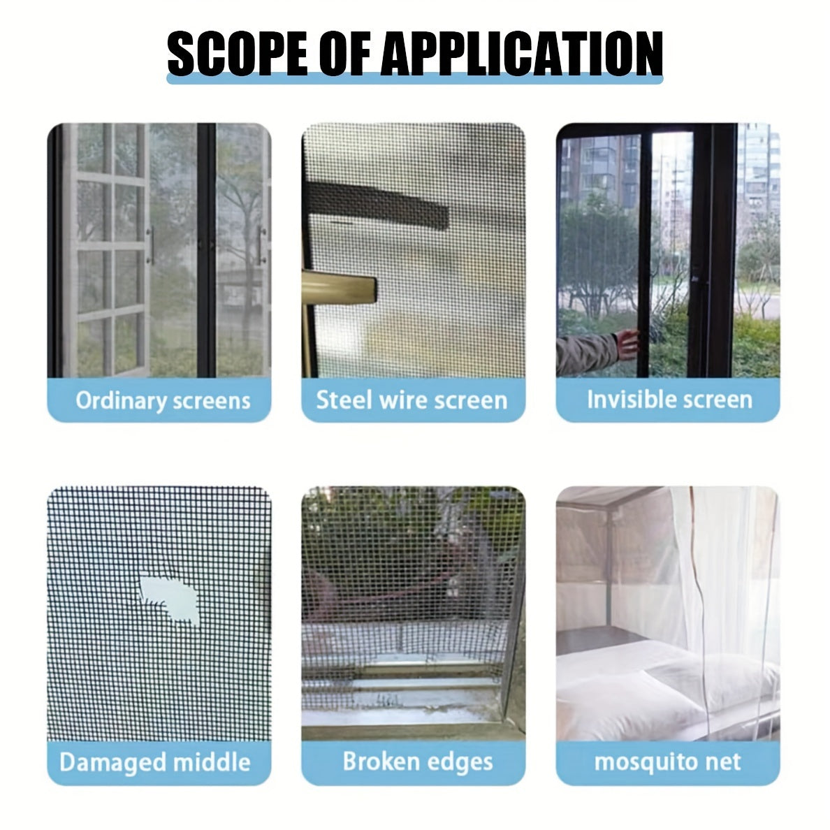 Window Screen Repair Tape Self Adhesive Mesh Patch Anti Insect Mosquito Mesh