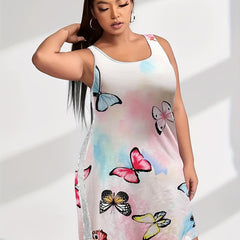 Butterfly Tie Dye Lace Panel Loungewear Dress