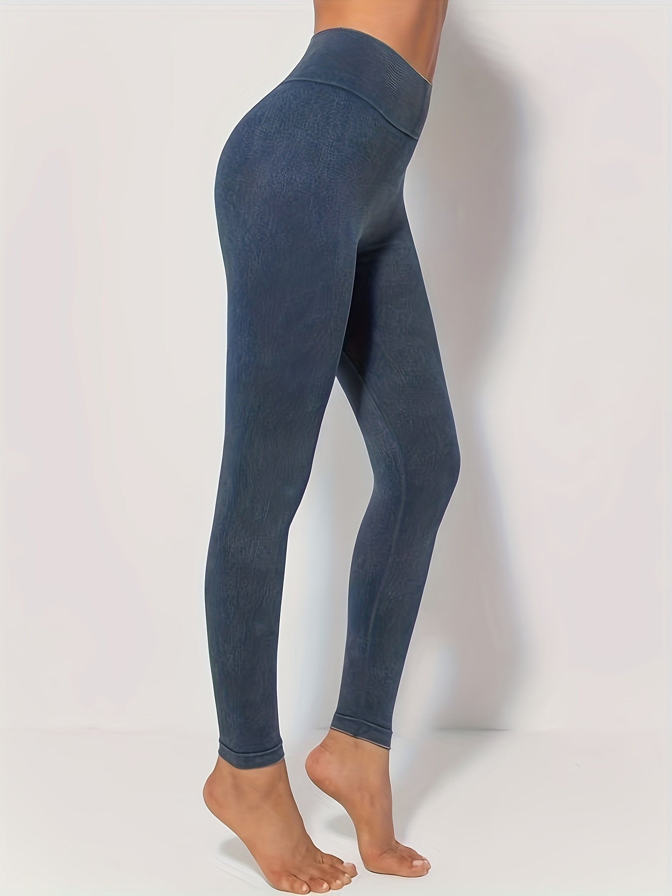 Denim Washed High Waist Fitness Pants Women's Leggings