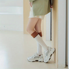 Colorblock Sports Calf Socks Knee High Women's Stockings