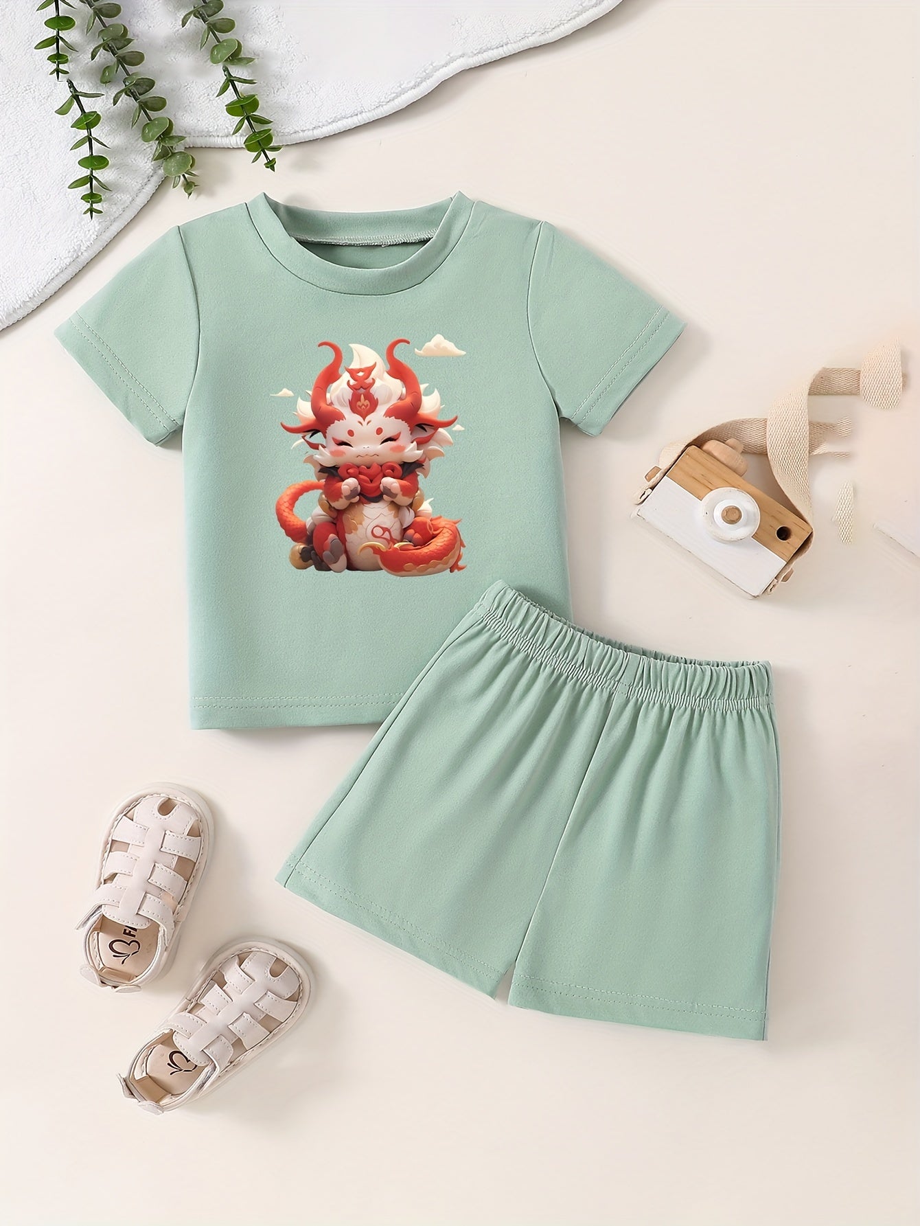Toddler Kid 2pcs Bottoming Set Cartoon Pattern Cotton Summer Clothing
