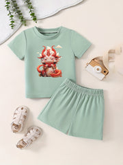 Toddler Kid 2pcs Bottoming Set Cartoon Pattern Cotton Summer Clothing