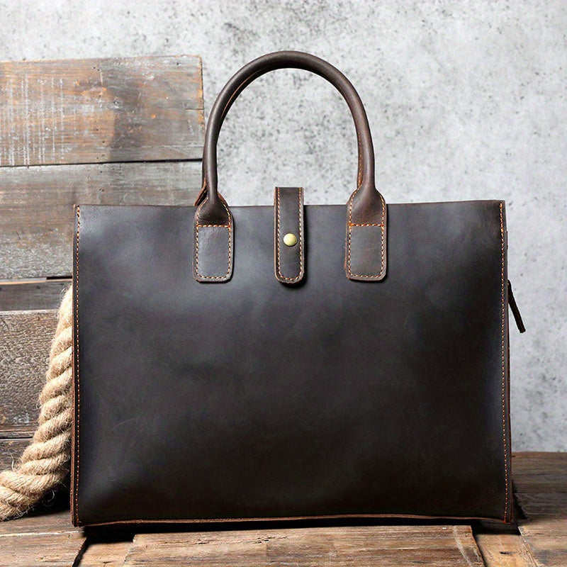Men's Leather Briefcase Messenger Bag 35 56cm Crazy Horse Cowhide