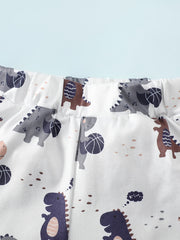 2pcs Baby Boys Animal Graphic Print Onesie & Shorts Set