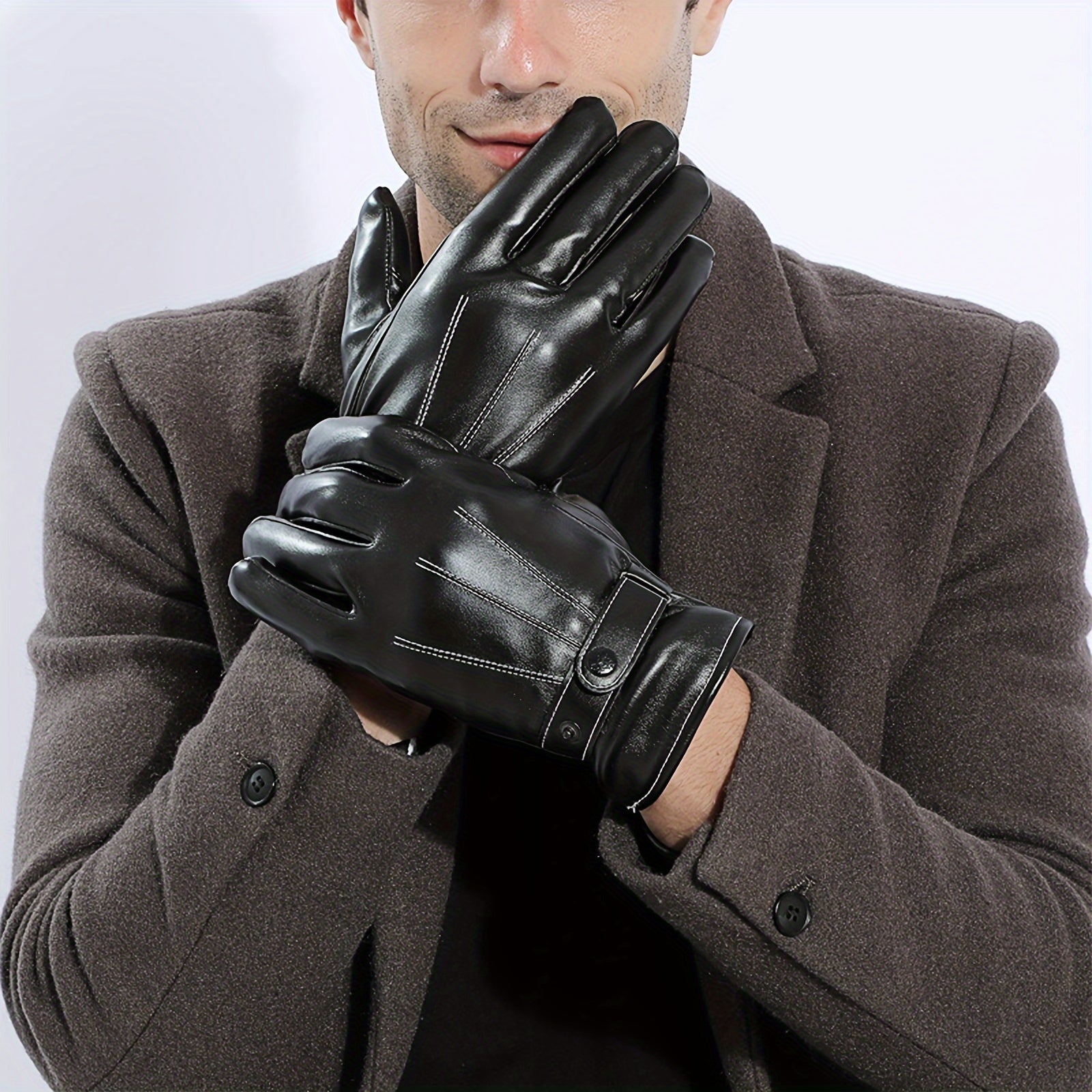 Men's Warm Velvet Lined Gloves for Cycling and Riding