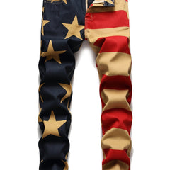 Mens Trousers Print Slight Elastic Slim Pants Mens Trousers