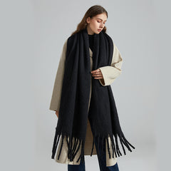 Winter Thick Tassel Scarf Warm Fuzzy Cold Windproof Chunky Scarf
