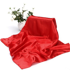 Square Satin Scarf Solid Neckerchief Casual Shawl Bandana