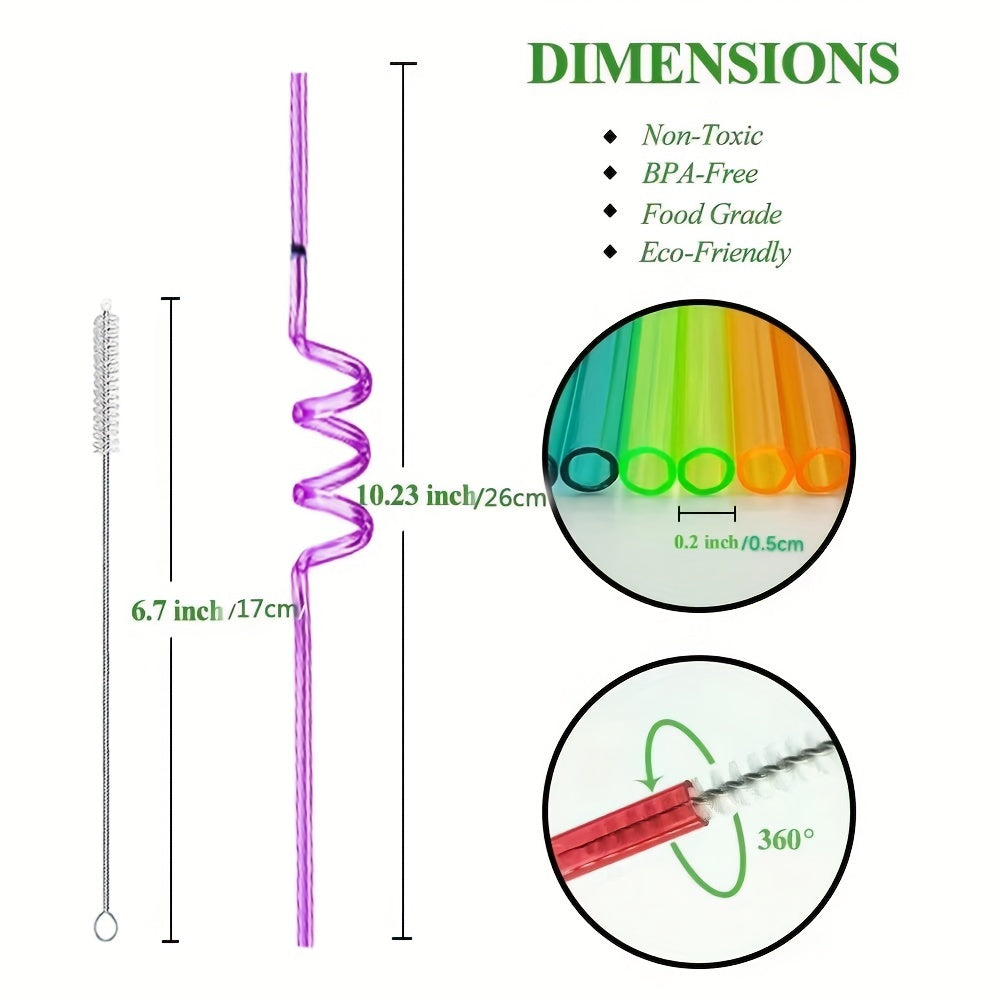 8pcs 80s Theme Reusable Drinking Straws for Family Gatherings, Birthday Parties