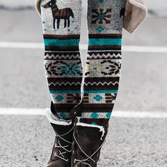 Random Print High Waist Leggings Women's Clothing