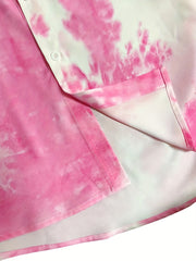 Tie Dye Long Sleeve Button Up Blouse