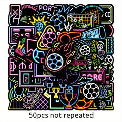 50pcs Neon Football Stickers for DIY Luggage Sports Decor