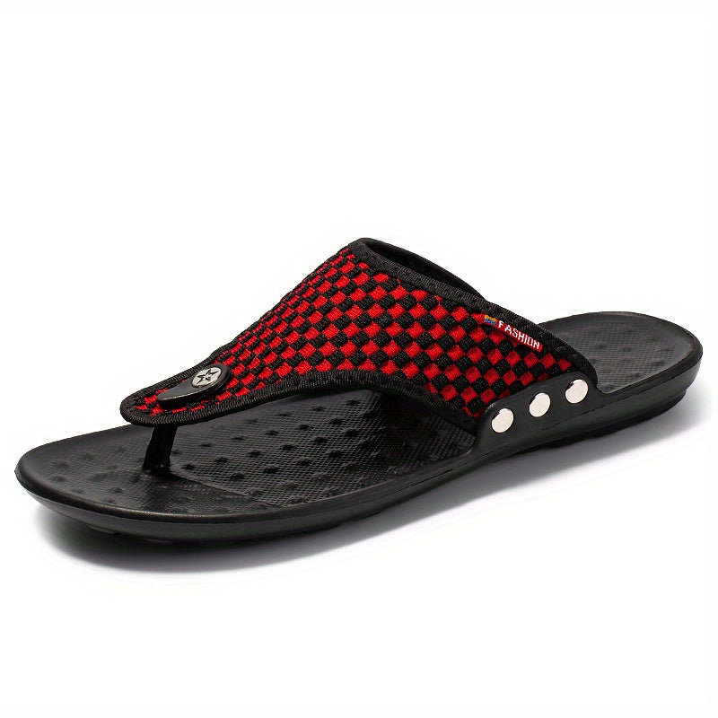 Men's Solid Fabric Thong Sandals for Beach