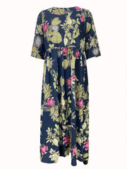 Women's Plus Floral Print Half Sleeve Round Neck Maxi Dress