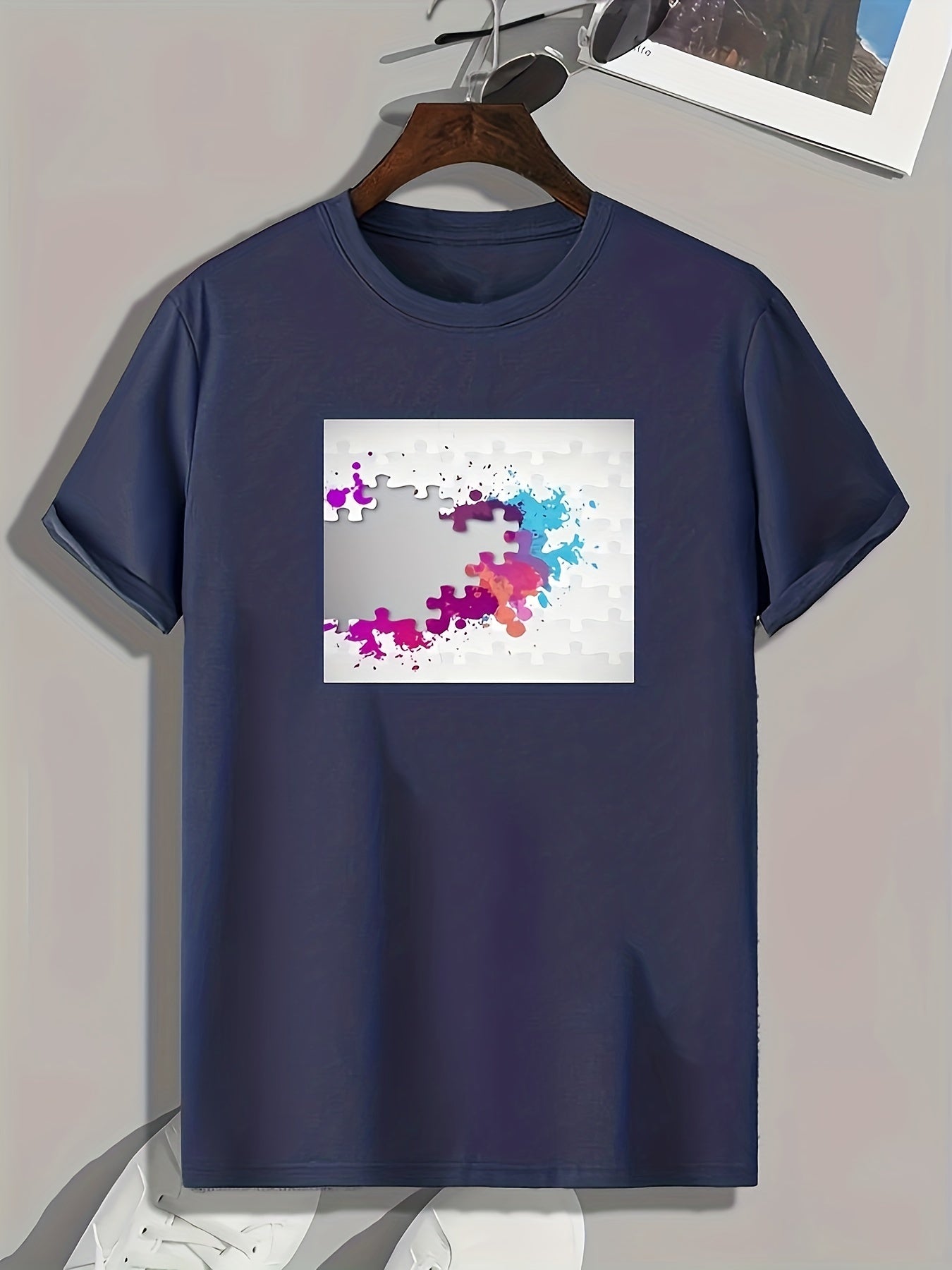 Puzzles Print Mens Graphic T shirt Casual Comfy Tees For Summer Mens Clothing