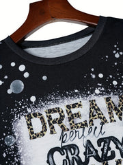 Women's Letter Print Crew Neck Tank Top Sleeveless Casual Summer Shirt