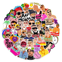 Bad Bunny Stickers 50 Pcs Vinyl Decals Laptop Skateboard Water Bottles Cars
