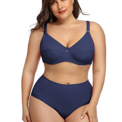 Women's Plain Mini Bow Bra & Panty Lingerie Set