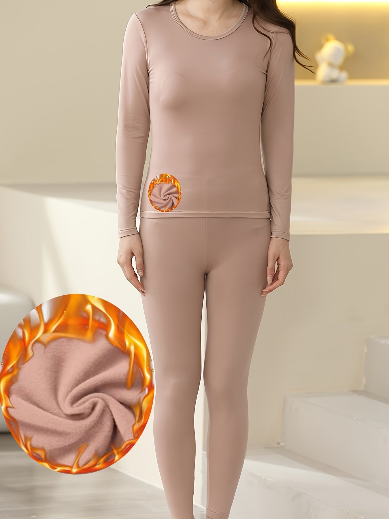 Women's Thermal Underwear Set Long Sleeve Crew Neck Tops & Pants
