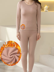Women's Thermal Underwear Set Long Sleeve Crew Neck Tops & Pants