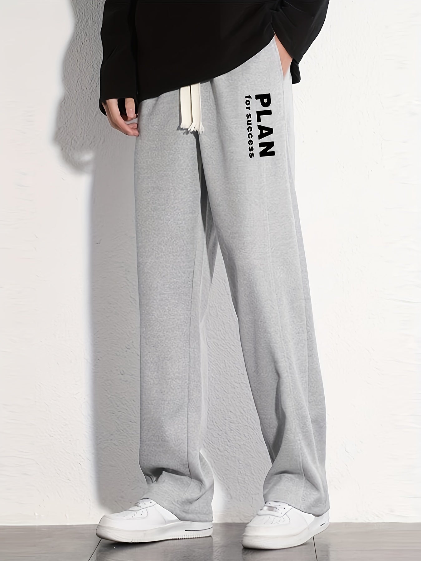 Men's Casual Cotton Sweatpants Loose Fit Drawstring Pants