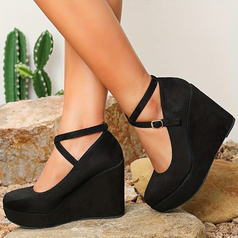 Women's Platform Wedge Heels Mary Jane Comfort Dress Shoes