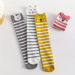 Kids Cotton Knee High Stockings Cartoon Animal Pattern Socks