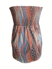 Geometric Print Tube Top Sleeveless Summer Casual