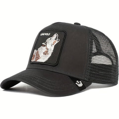 Wolf Patch Trucker Hat Anime Embroidery Dad Cap