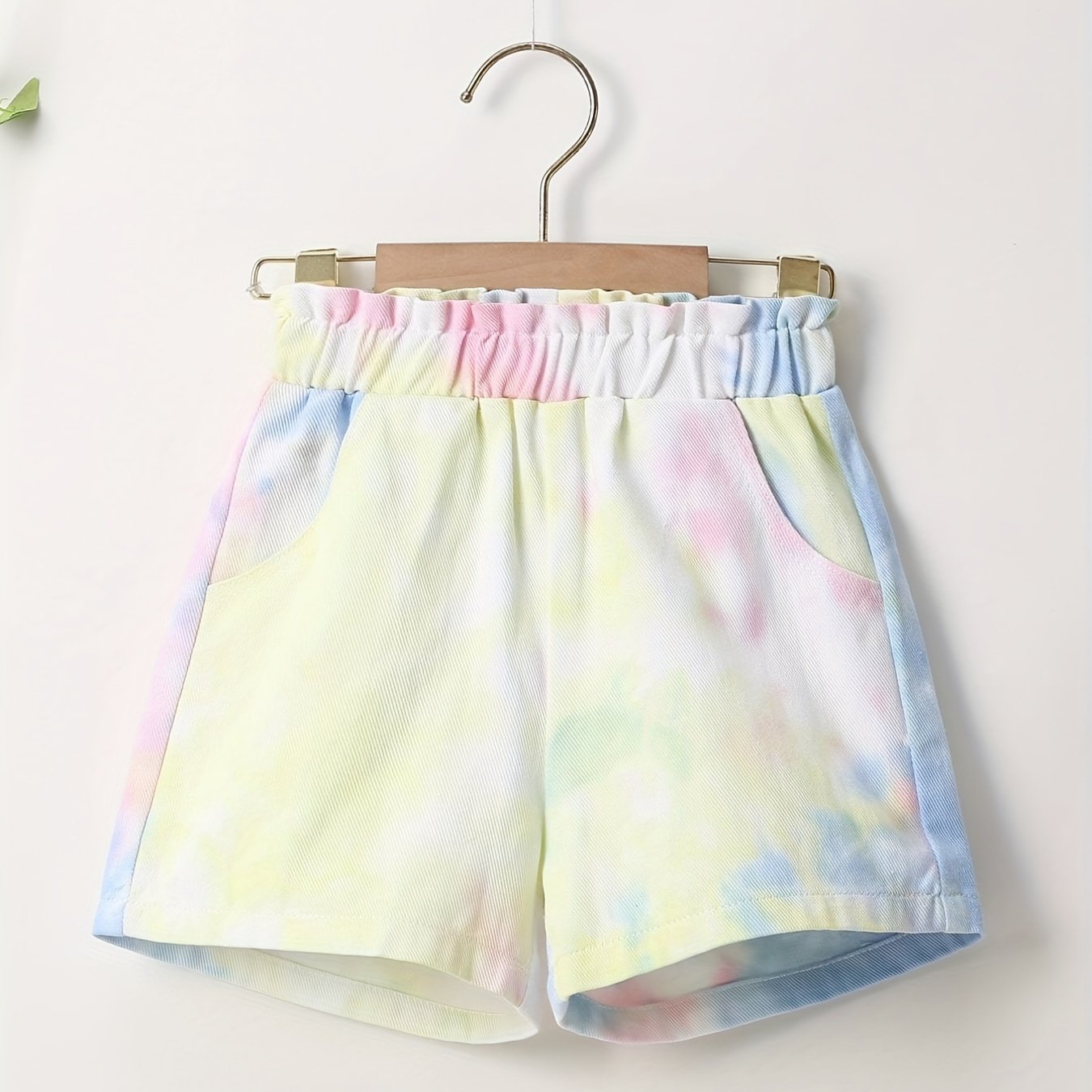 Girls' High Waist Tie Dye Denim Shorts