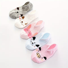 5 Pairs Girls Cartoon Short Boat Socks for Kids Summer