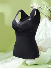 3pcs Lace Thermal V Neck Sleeveless Top Women's Lingerie
