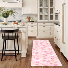 2x10ft Spring Pink Cherry Blossoms Rug Hand Washable Polyester Mat